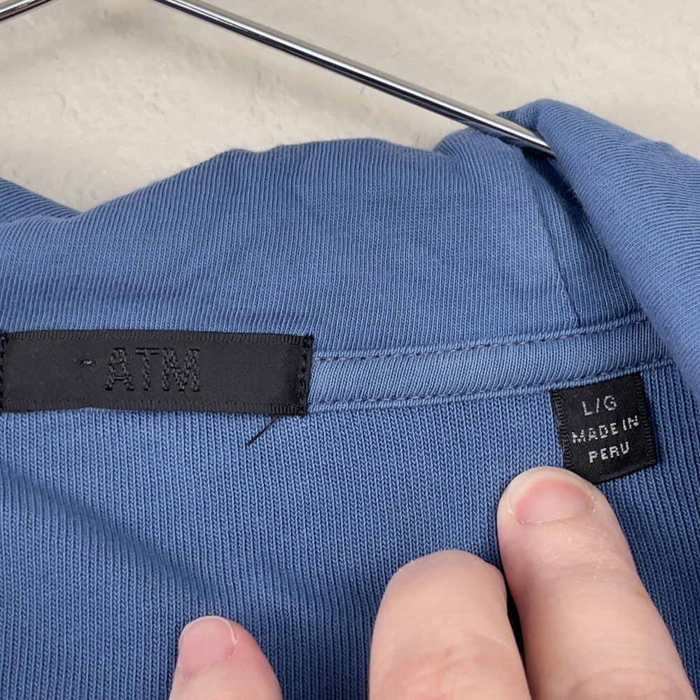 ATM Anthony Thomas Melillo Zip Hoodie Dip-Dyed French Terry Large Blue Yellow - Picture 4 of 9